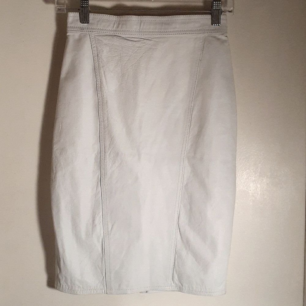 White leather pencil skirt
